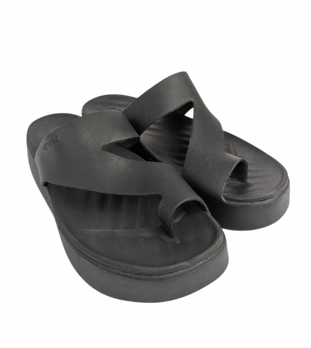 Crocs Black Getaway platform EVA toe wrap sandals womens 9